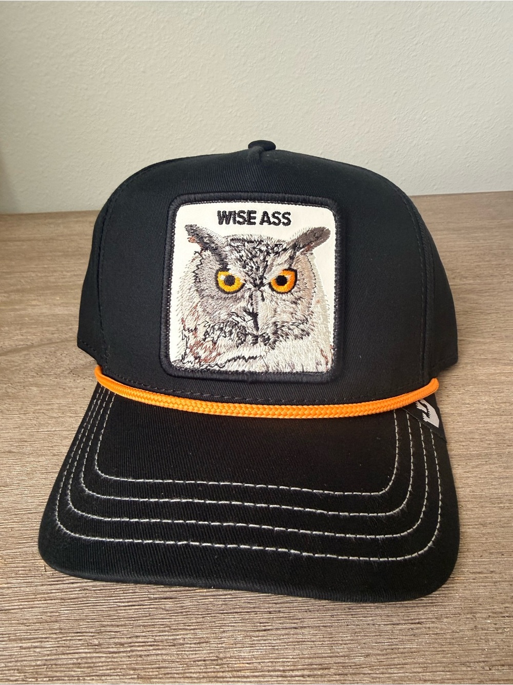Goorin Bros Animal Farm Trucker Baseball Snapback Hat Cap Wise Ass Owl Black